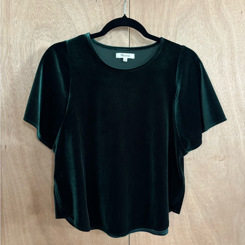 Madewell emerald green velvet top